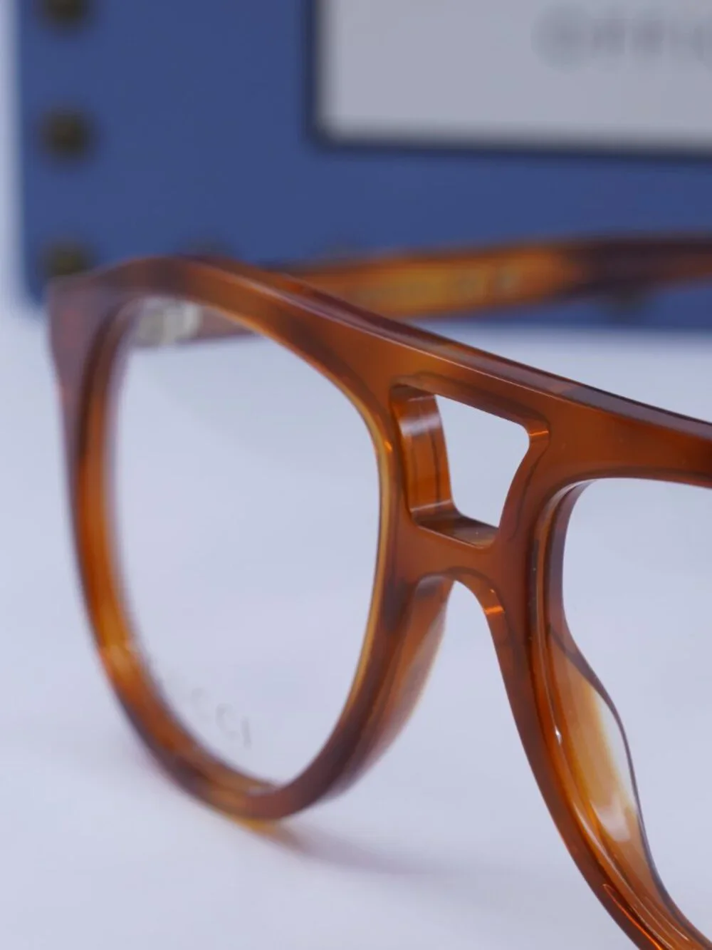 Gucci GG1320O 002 Aviator Eyeglasses – Blonde Havana 54mm